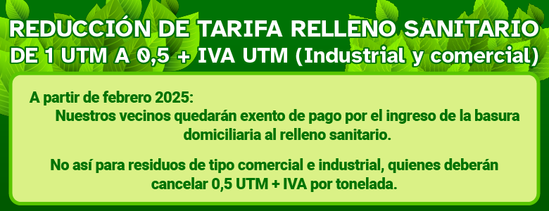 Reducción tarifa relleno sanitario
